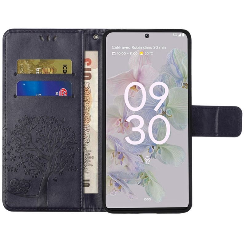 Flip Cover Google Pixel 6A Ugletræ Med Snor