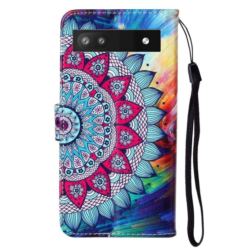 Flip Cover Google Pixel 7A Med Snor Farverig Strappy Mandala