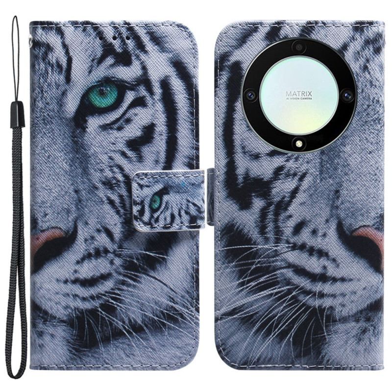 Flip Cover Honor Magic 5 Lite Med Snor Strappy White Tiger