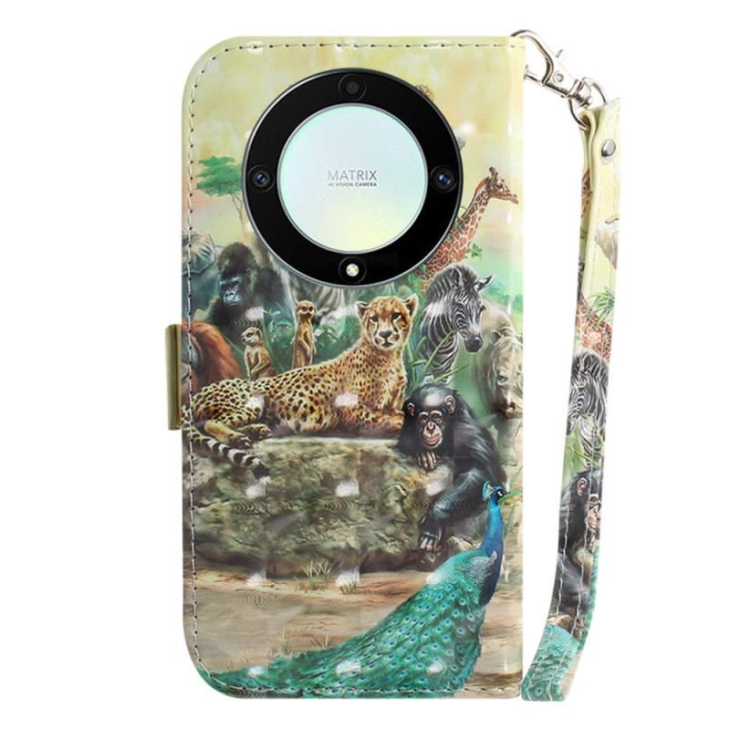 Flip Cover Honor Magic 5 Lite Med Snor Thong Safari Dyr