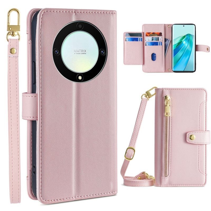 Flip Cover Honor Magic 5 Lite Punge Etui Pung Med Snor Og Skulderrem