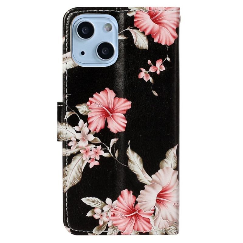 Flip Cover iPhone 14 Blomster