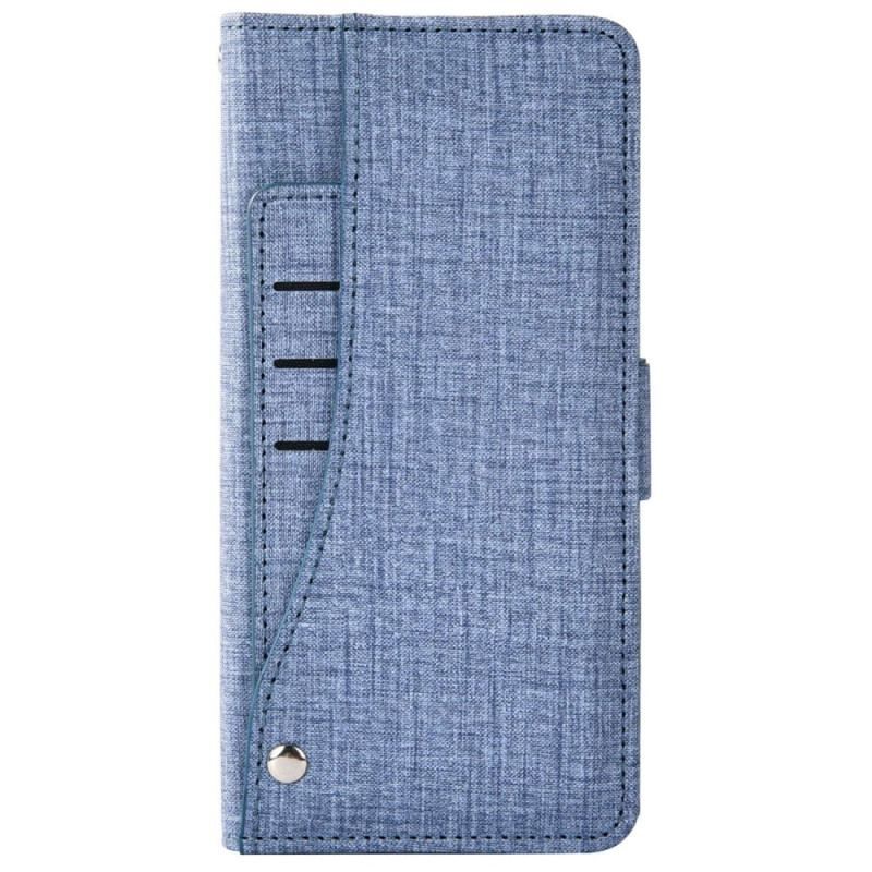 Flip Cover iPhone 14 Jeans Med Roterende Kortholder