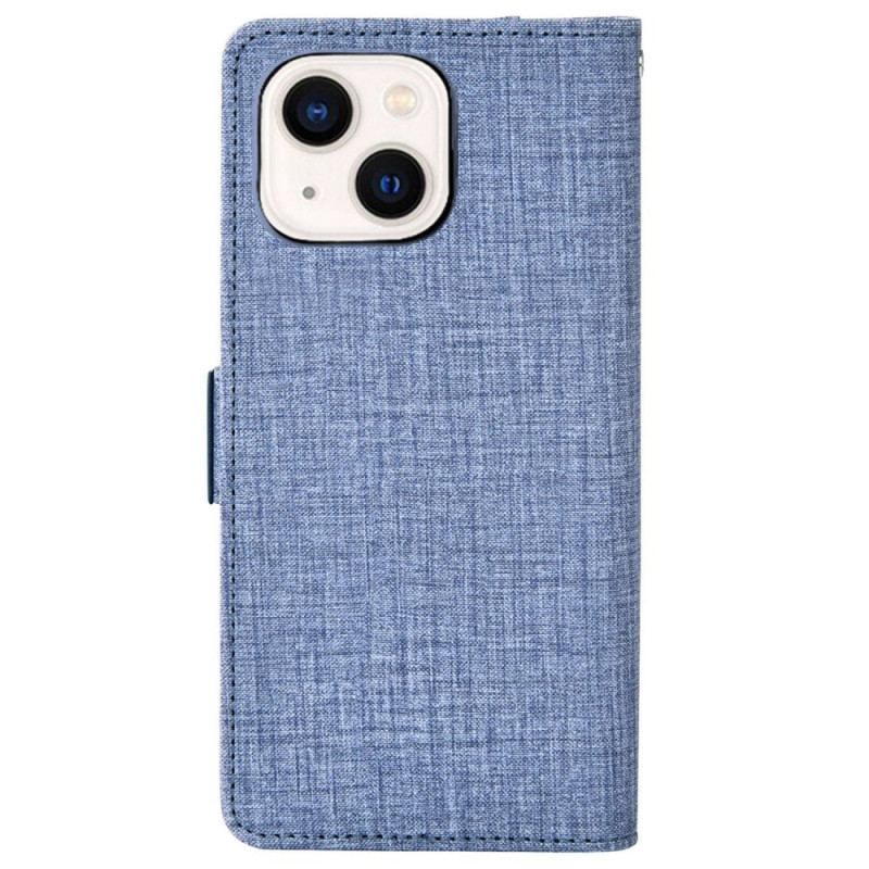 Flip Cover iPhone 14 Jeans Med Roterende Kortholder