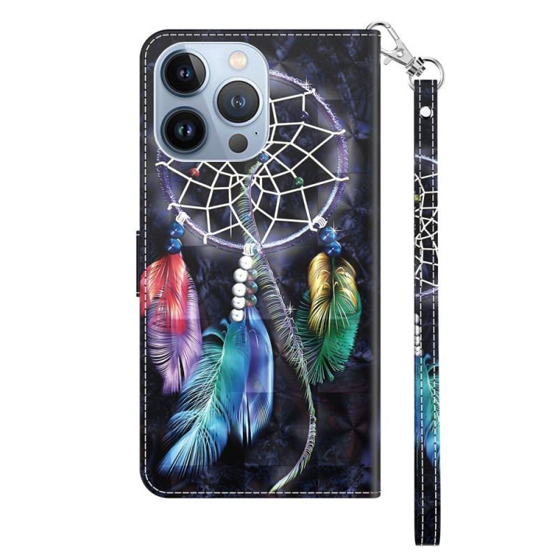 Flip Cover iPhone 14 Med Snor Strap Dream Catcher