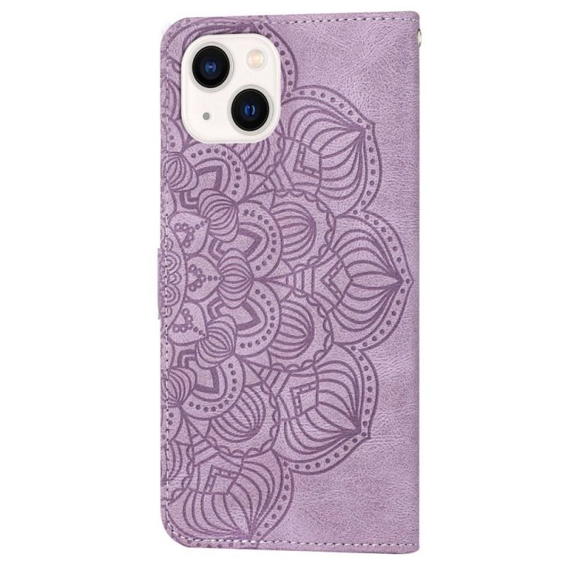 Flip Cover iPhone 14 Plus Mandala Med Snor