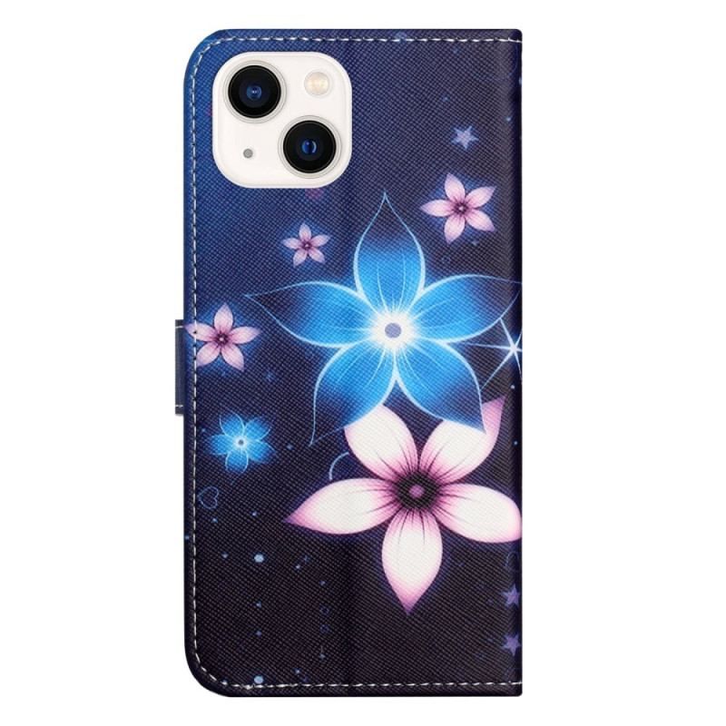 Flip Cover iPhone 14 Plus Med Snor Lunar Strap Blomster