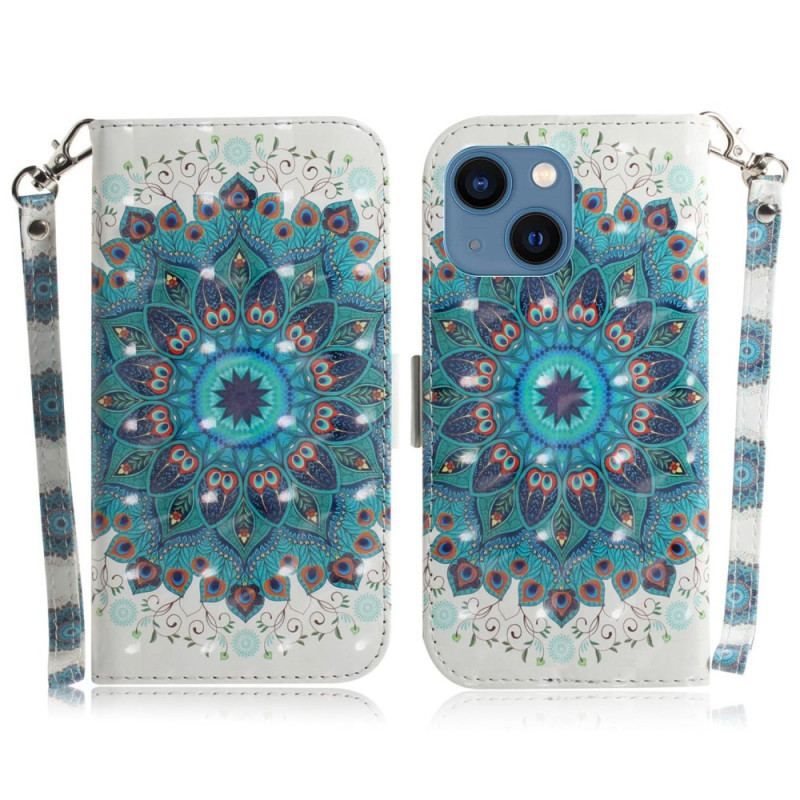 Flip Cover iPhone 14 Plus Med Snor Strappy Mandala