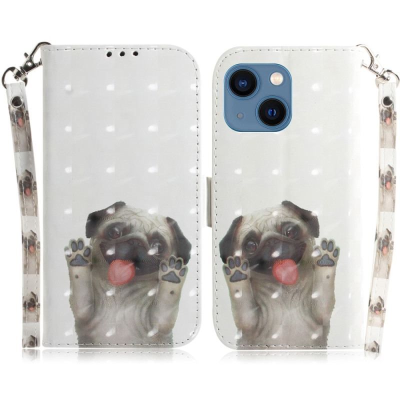 Flip Cover iPhone 14 Plus Med Snor Thong Hund