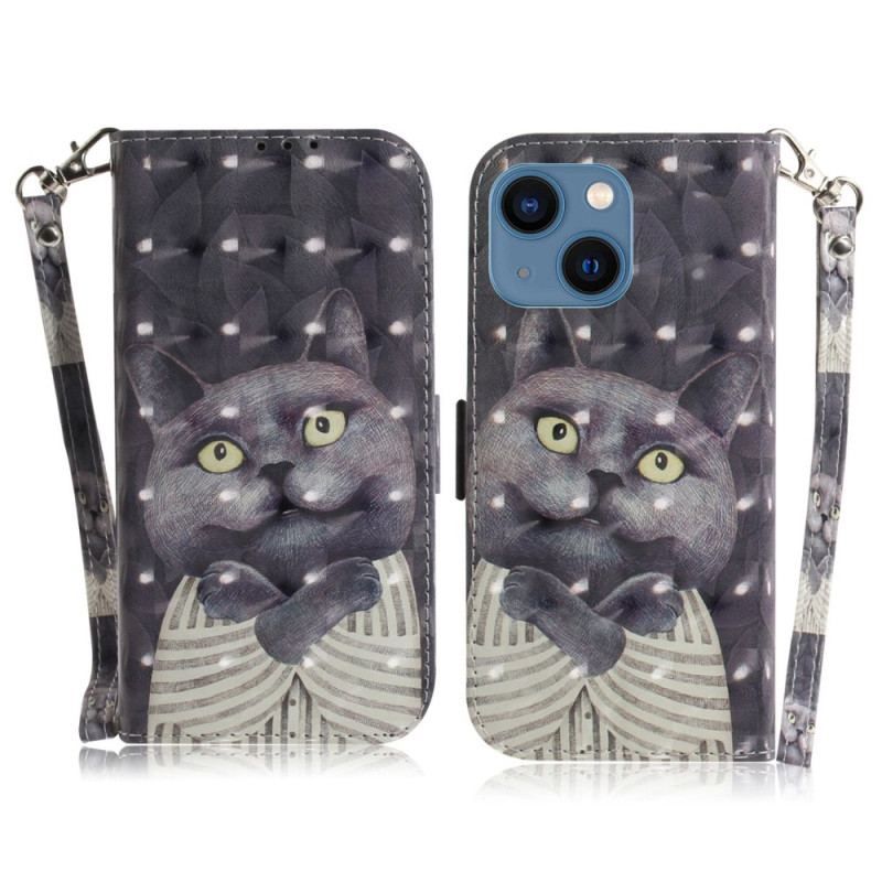 Flip Cover iPhone 14 Plus Med Snor Thong Katte