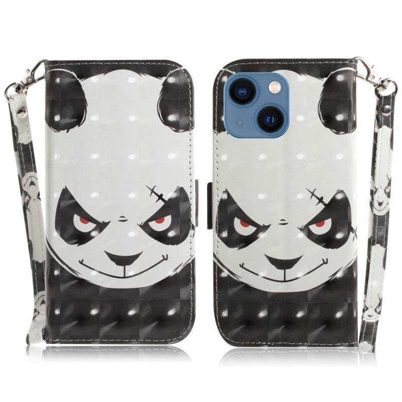 Flip Cover iPhone 14 Plus Med Snor Vred Panda Med Snor