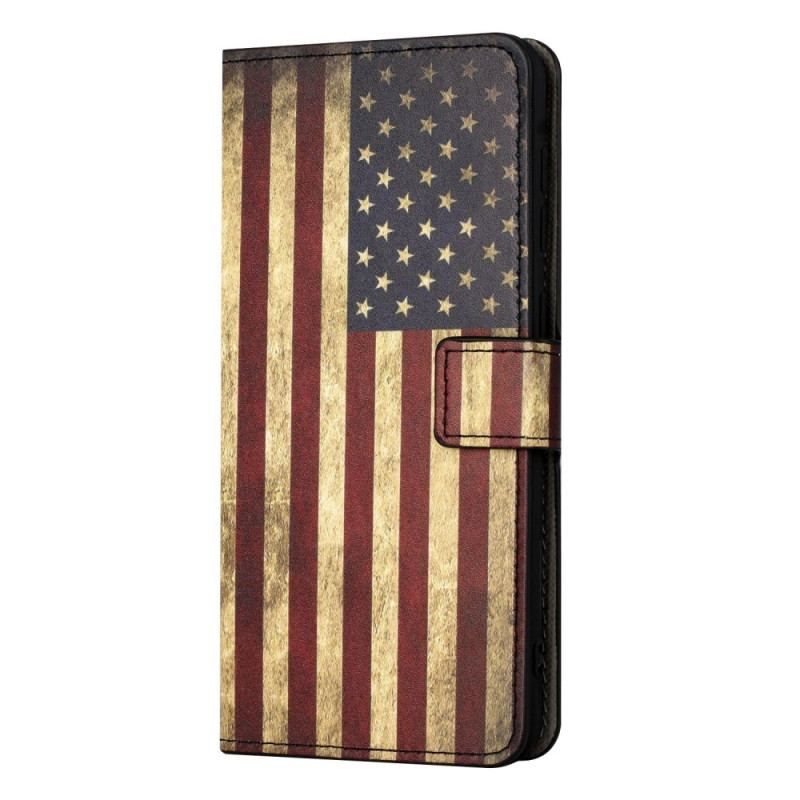 Flip Cover iPhone 14 Vintage Amerikansk Flag