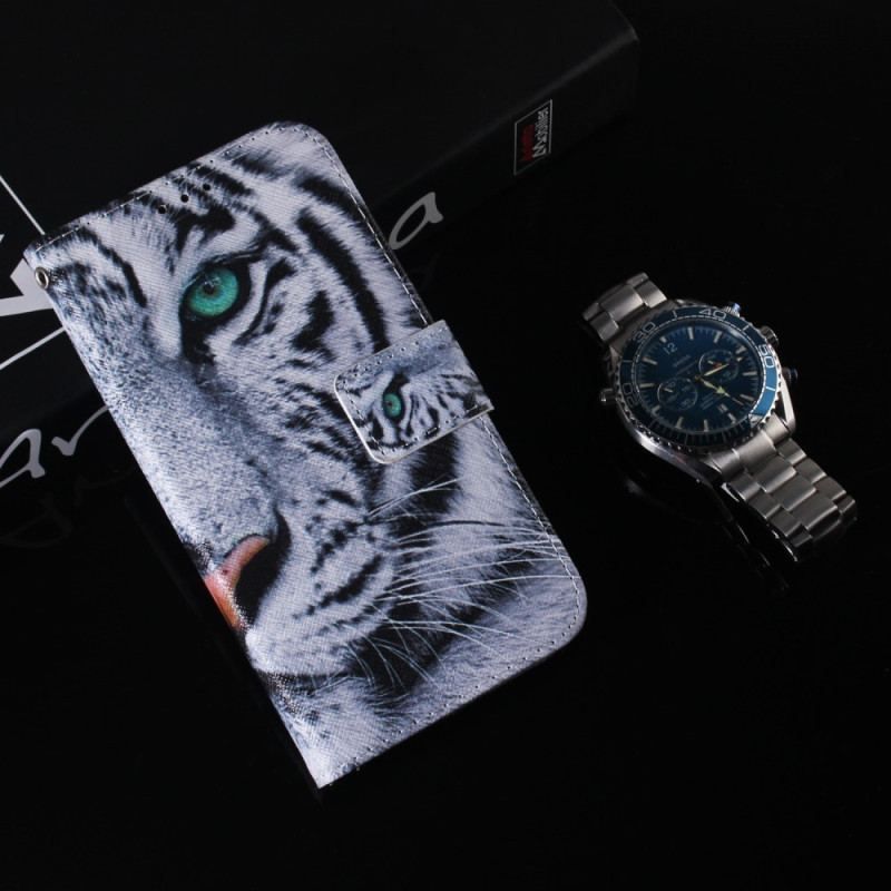 Flip Cover iPhone 15 Hvid Tiger