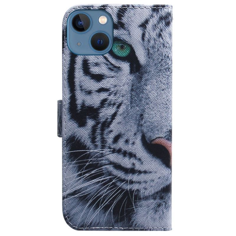 Flip Cover iPhone 15 Hvid Tiger