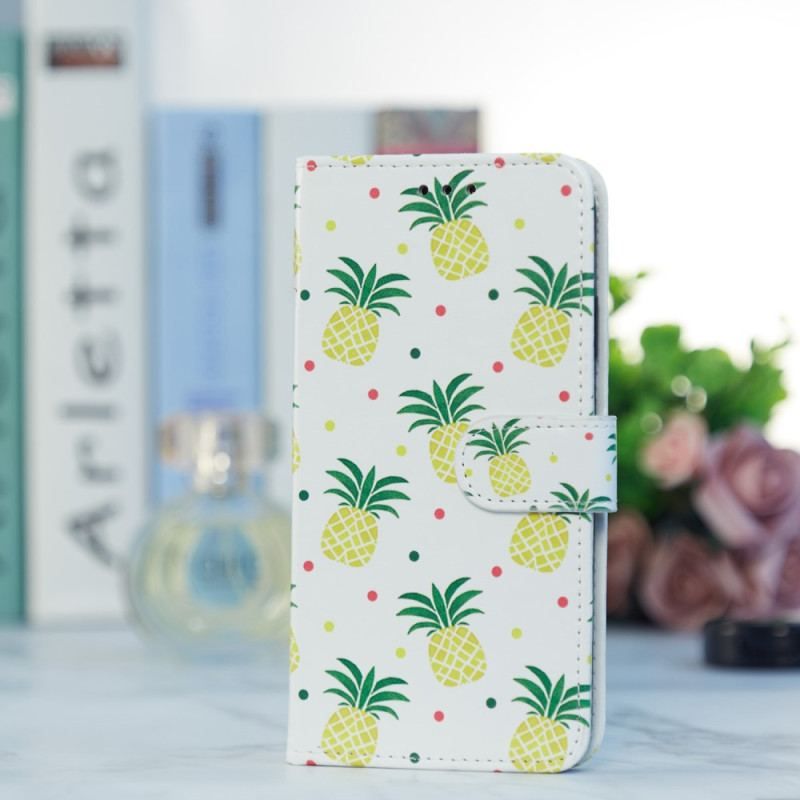 Flip Cover iPhone 15 Med Snor Ananas Med Rem