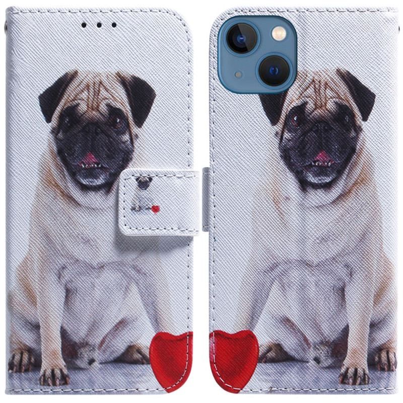 Flip Cover iPhone 15 Mops Hund