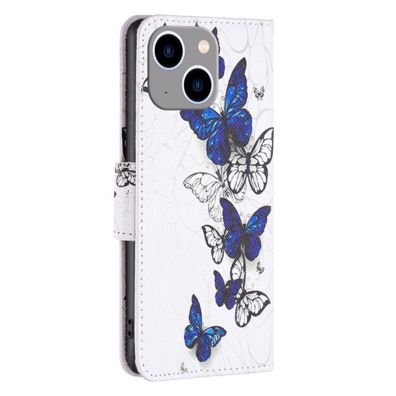 Flip Cover iPhone 15 Plus Farverige Sommerfugle