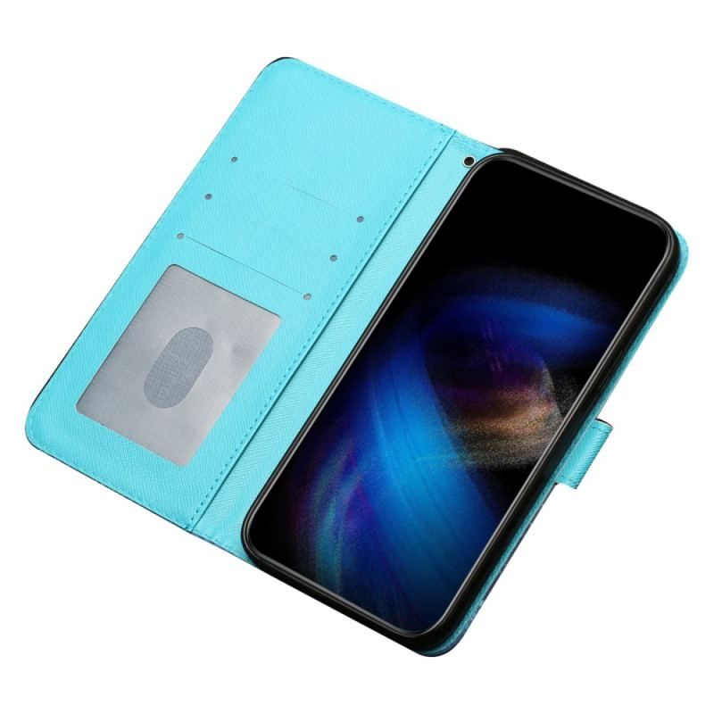 Flip Cover iPhone 15 Plus Med Snor 3d Sommerfugle Med Snor