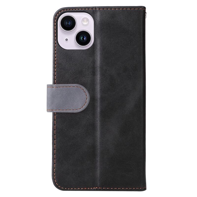 Flip Cover iPhone 15 Plus Tofarvet Stilfuld