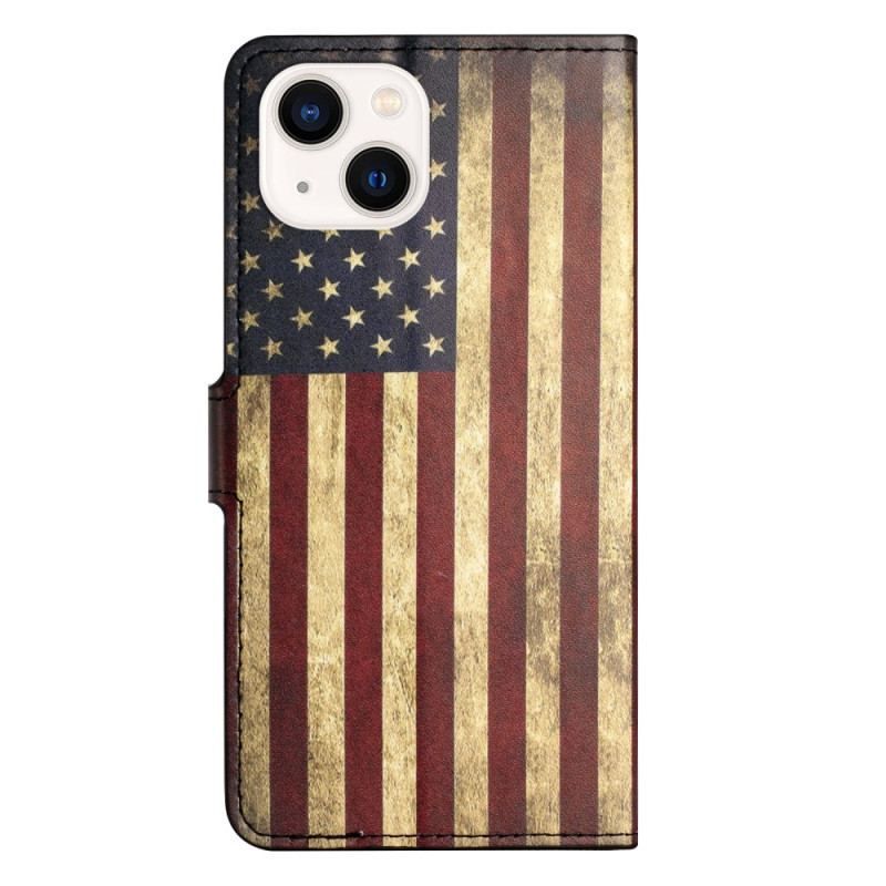 Flip Cover iPhone 15 Plus Vintage Usa Flag