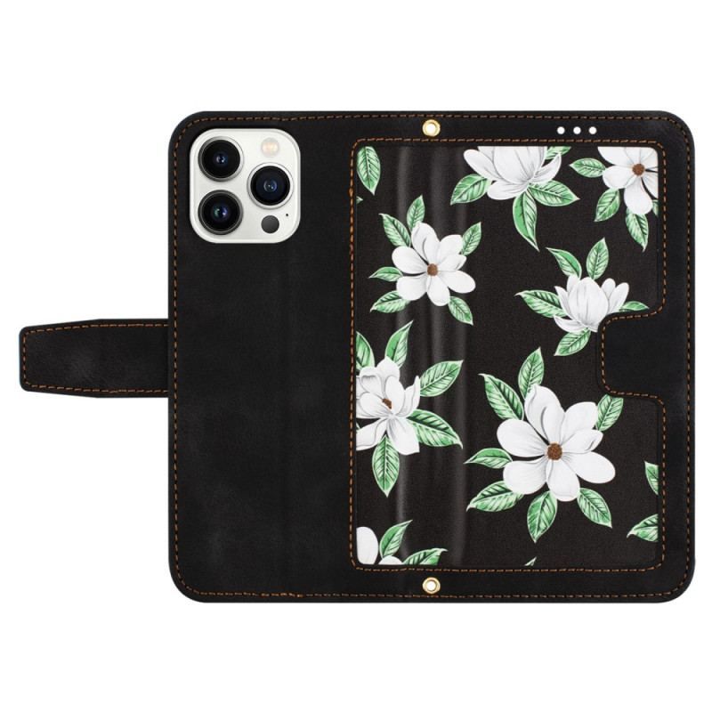 Flip Cover iPhone 15 Pro Max Luksusblomster