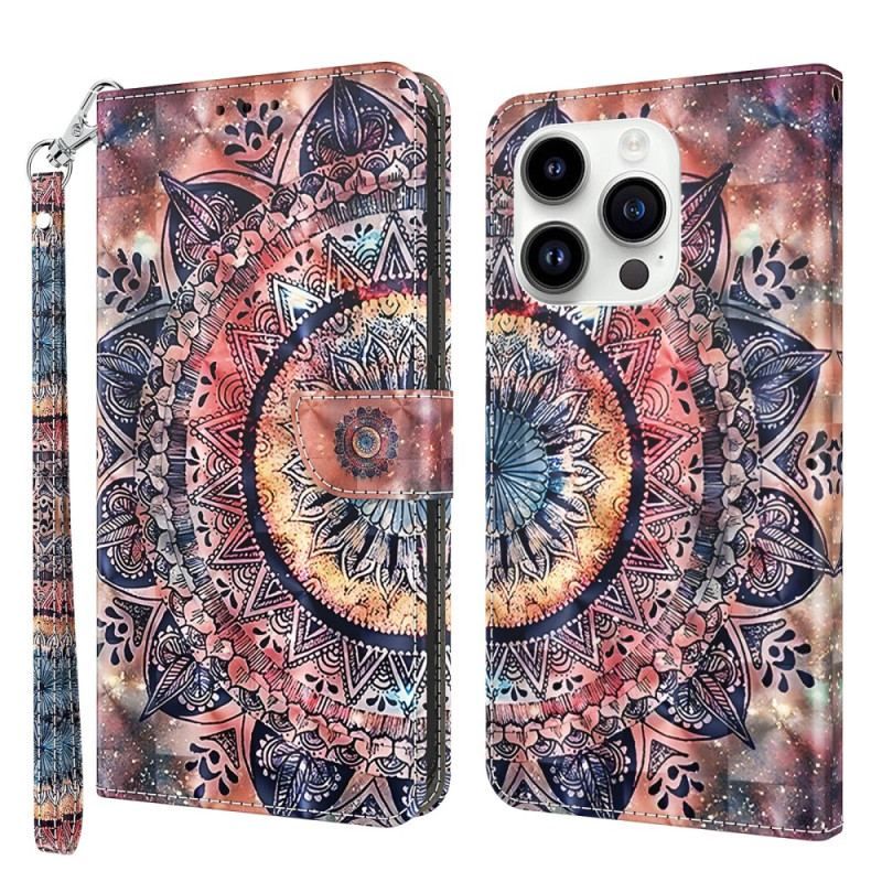 Flip Cover iPhone 15 Pro Max Med Snor Mandala Med Rem