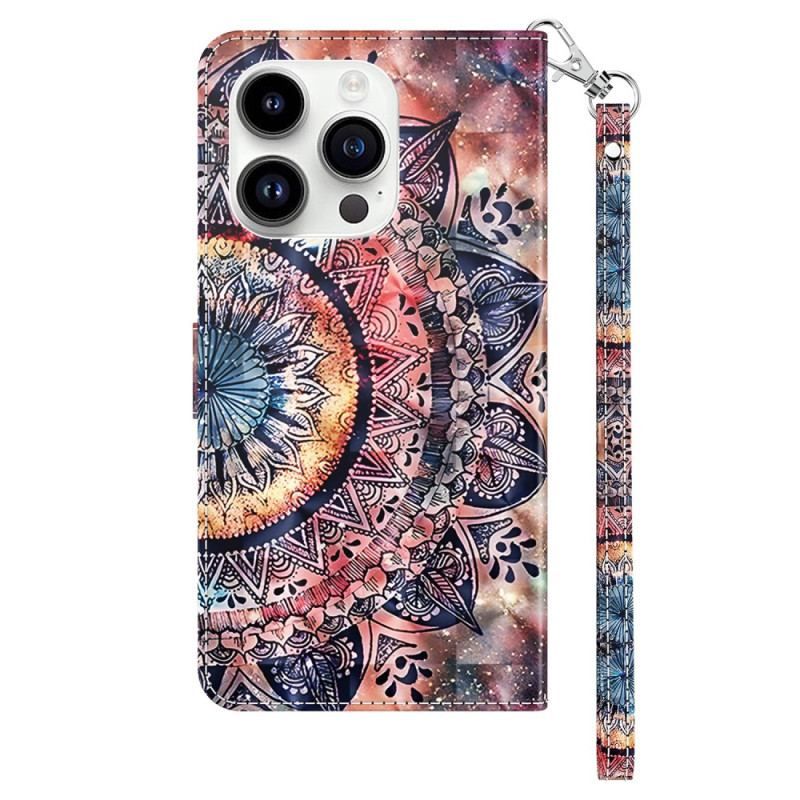 Flip Cover iPhone 15 Pro Max Med Snor Mandala Med Rem