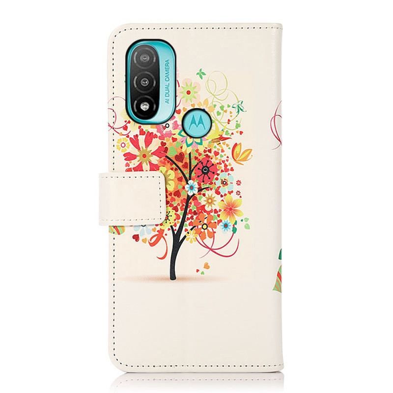 Flip Cover Moto E40 / E30 / E20 Blomstrende Træ