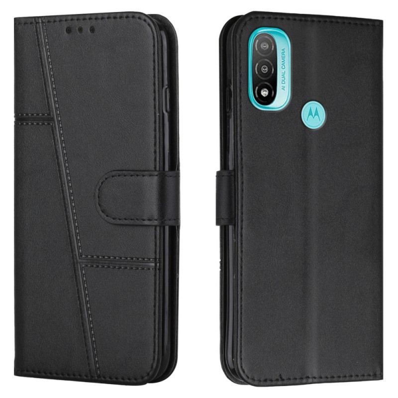 Flip Cover Moto E40 / E30 / E20 Med Snor Strappy Geo Lædereffekt