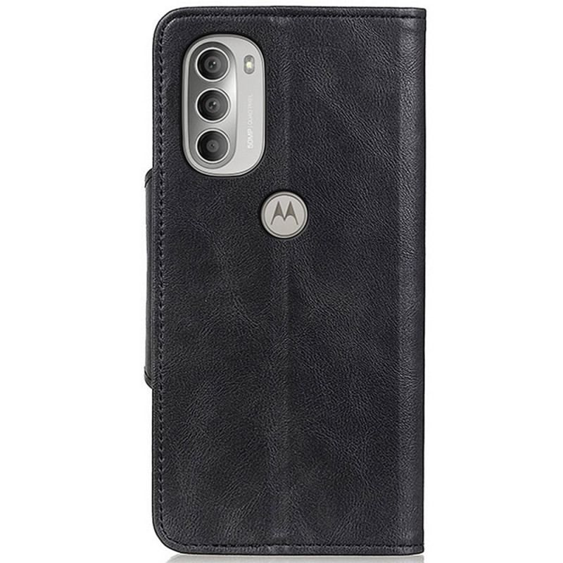 Flip Cover Moto G51 5G Vintage Imiteret Læder Og Knap