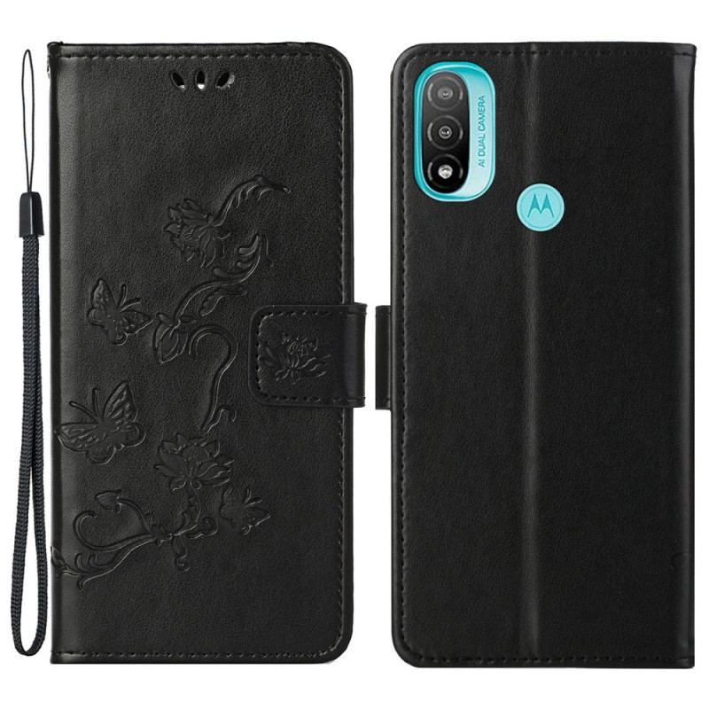 Flip Cover Moto G71 5G Asiatiske Sommerfugle Og Blomster