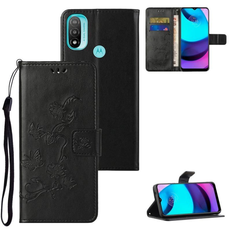 Flip Cover Moto G71 5G Asiatiske Sommerfugle Og Blomster