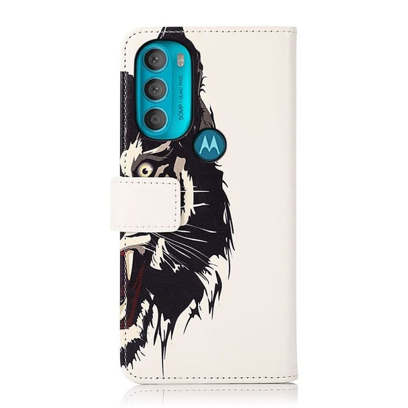 Flip Cover Moto G71 5G Hård Tiger