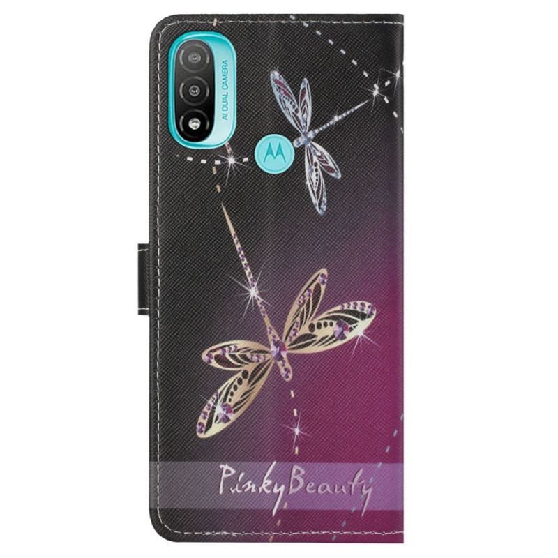 Flip Cover Moto G71 5G Med Snor Strappy Guldsmede