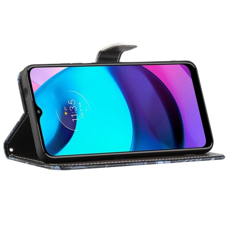 Flip Cover Moto G71 5G Med Snor Strappy Guldsmede