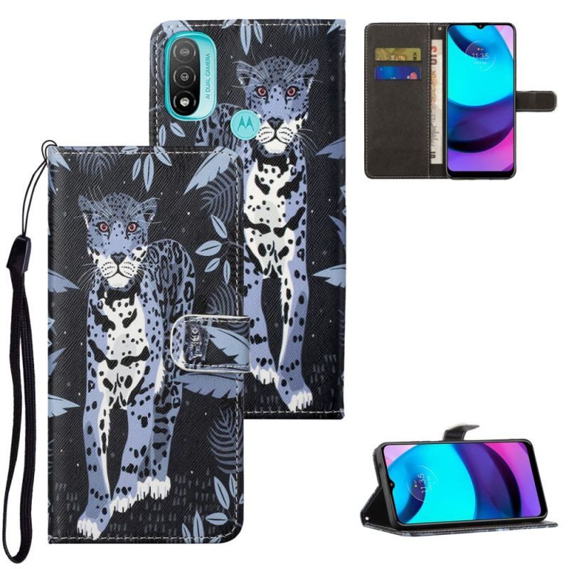 Flip Cover Moto G71 5G Med Snor Strappy Leopard