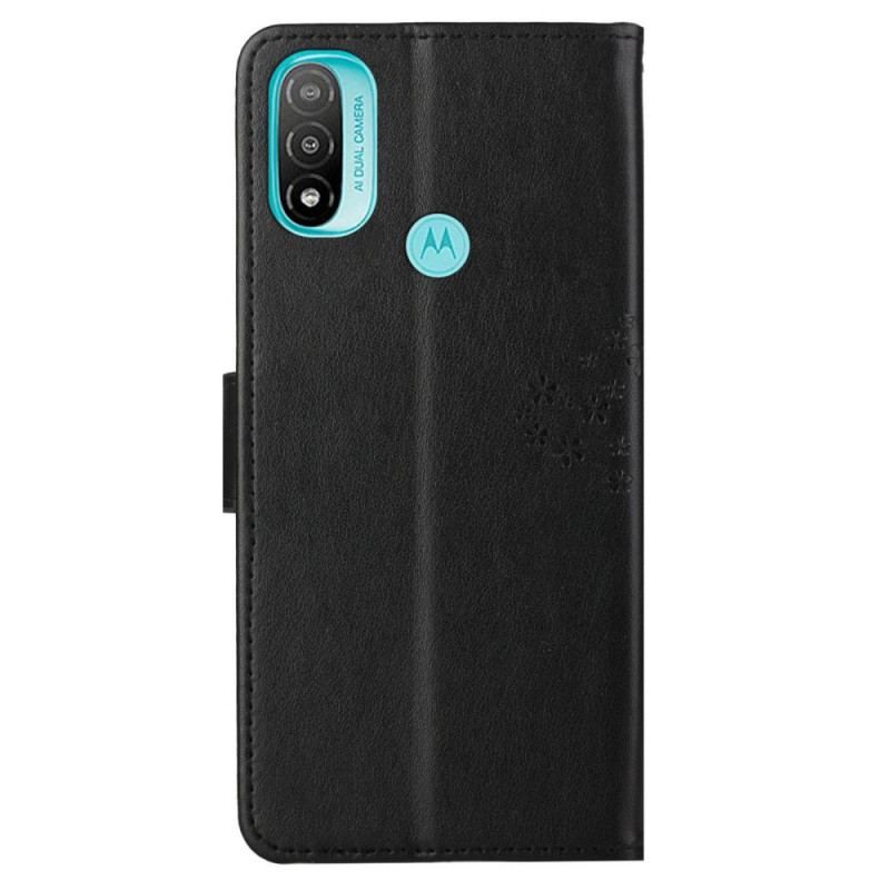 Flip Cover Moto G71 5G Med Snor Thong Træ Og Ugler