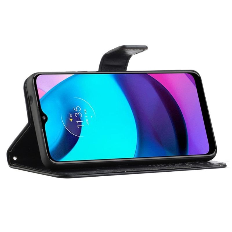 Flip Cover Moto G71 5G Med Snor Thong Træ Og Ugler