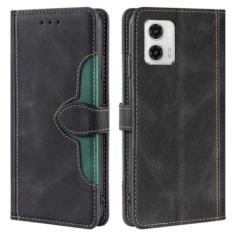 Flip Cover Moto G73 5G Imiteret Læder Bicolor Stilfuld