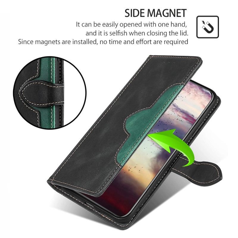 Flip Cover Moto G73 5G Imiteret Læder Bicolor Stilfuld