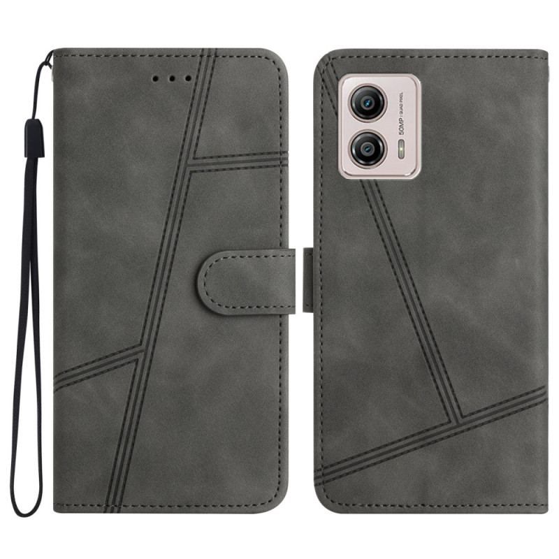 Flip Cover Moto G73 5G Med Snor Lanyard Linjer