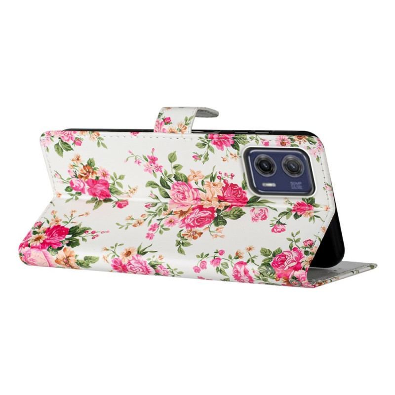 Flip Cover Moto G73 5G Med Snor Rem Liberty Flowers