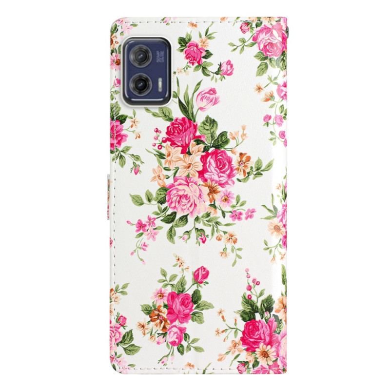 Flip Cover Moto G73 5G Med Snor Rem Liberty Flowers