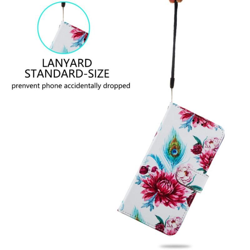 Flip Cover Moto G73 5G Med Snor Strappy Floral