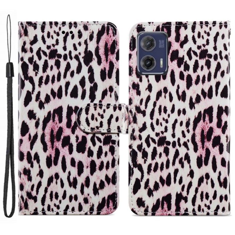 Flip Cover Moto G73 5G Med Snor Strappy Leopard Style