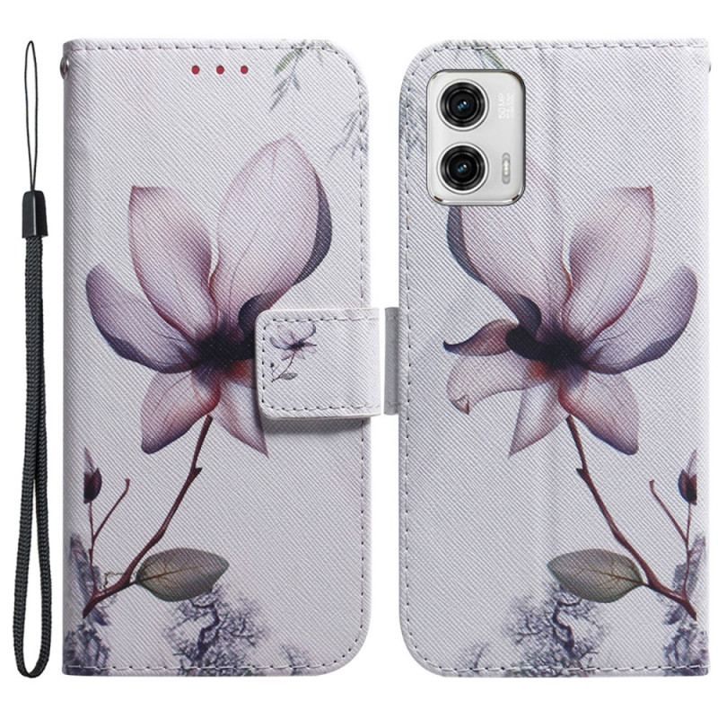 Flip Cover Moto G73 5G Med Snor Strappy Rose Flower