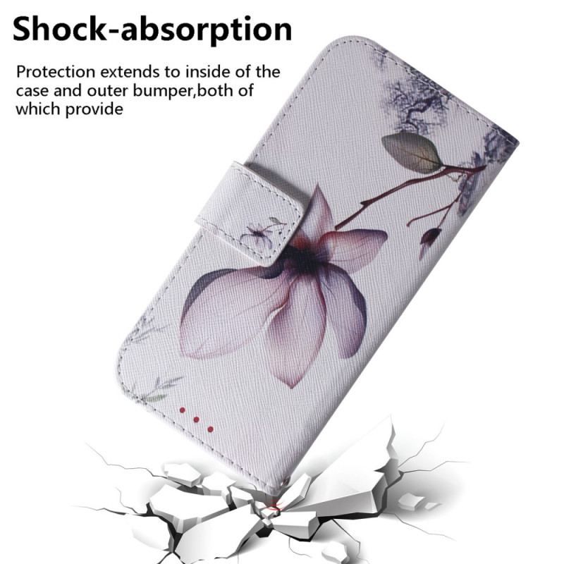 Flip Cover Moto G73 5G Med Snor Strappy Rose Flower