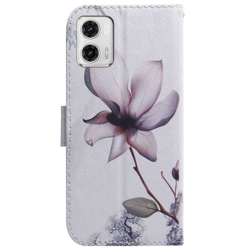 Flip Cover Moto G73 5G Med Snor Strappy Rose Flower