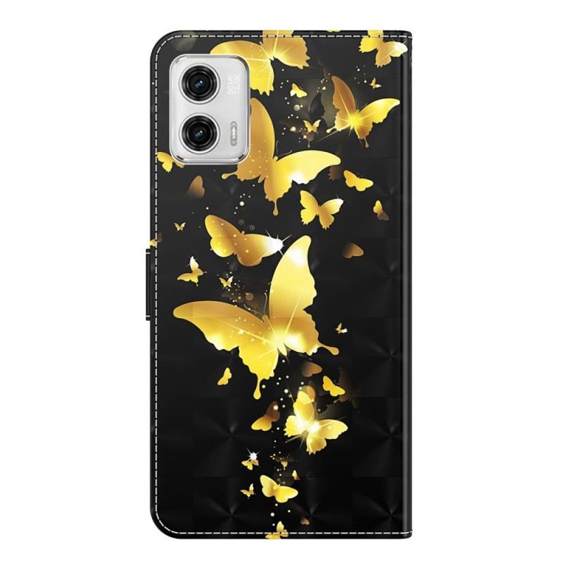 Flip Cover Moto G73 5G Med Snor Thong Sommerfugle