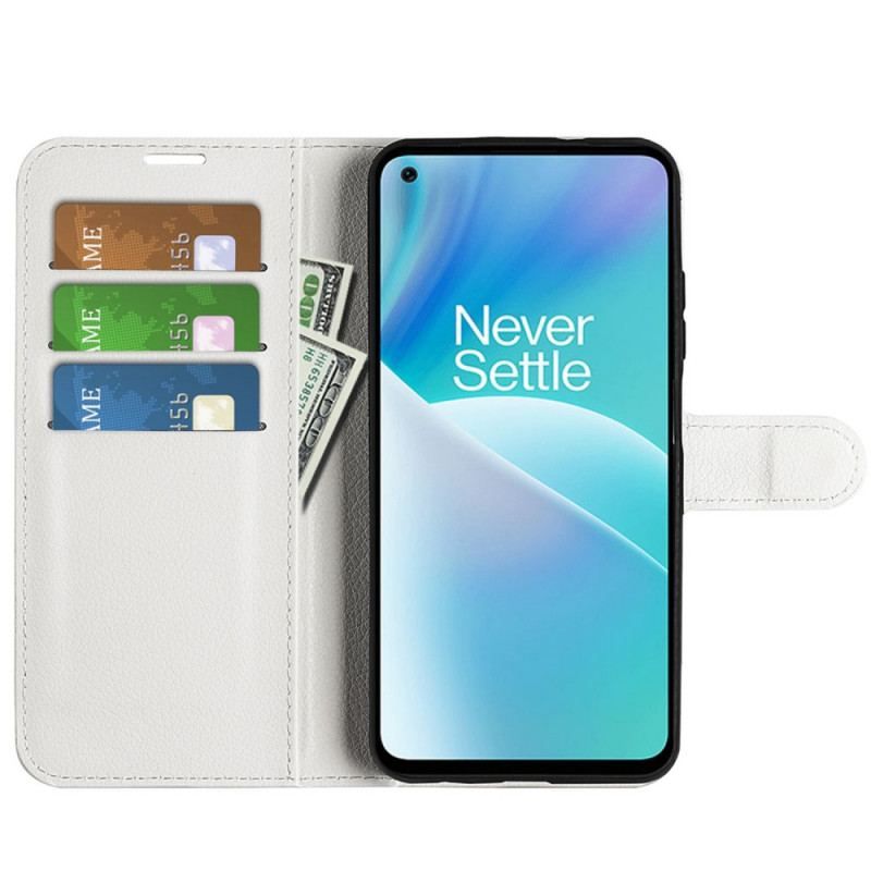 Flip Cover OnePlus Nord 2T 5G Klassisk Litchi Imiteret Læder